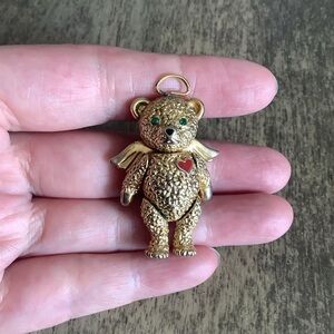 Vintage 1996 Batya angle teddy bear brooch.